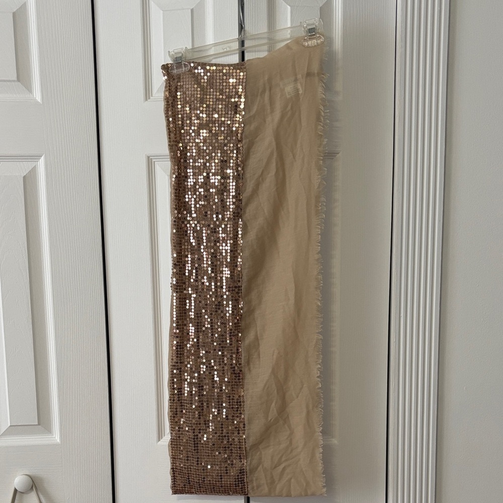 Charming Charlie Beige Sequin Wrap